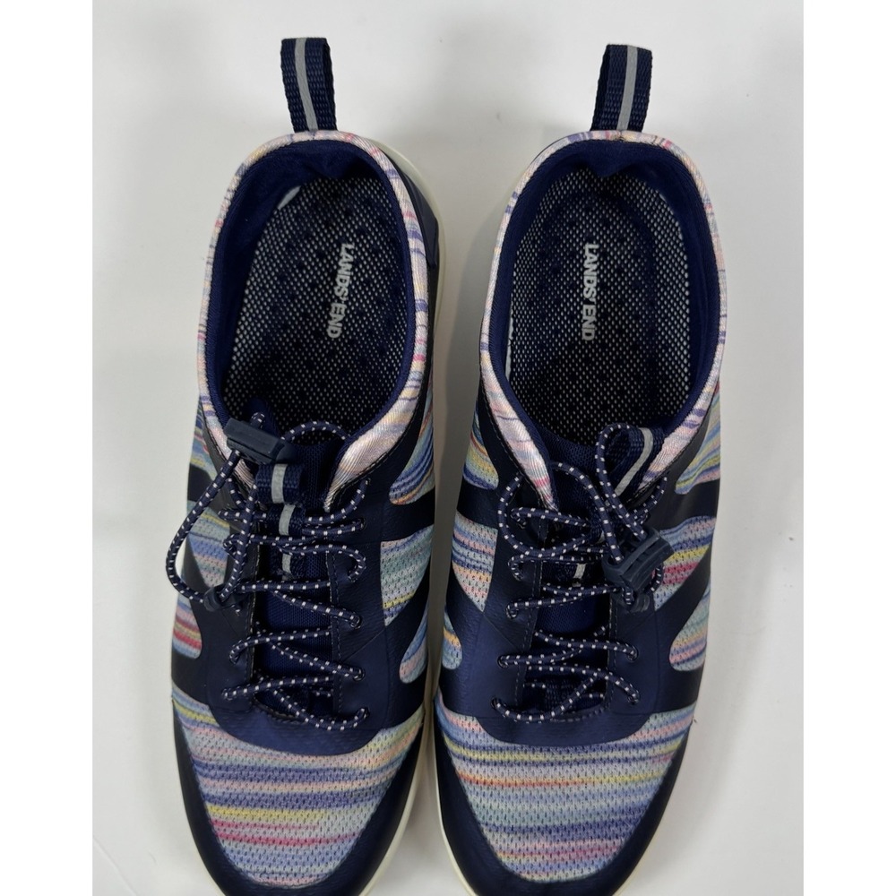 Lands' End Water Shoes Women's 7.5 Navy Striped Quick Dry Drain Sole Beach Wear - Picture 3 of 10